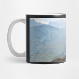 Woman backpacker hiking on a trail Mug